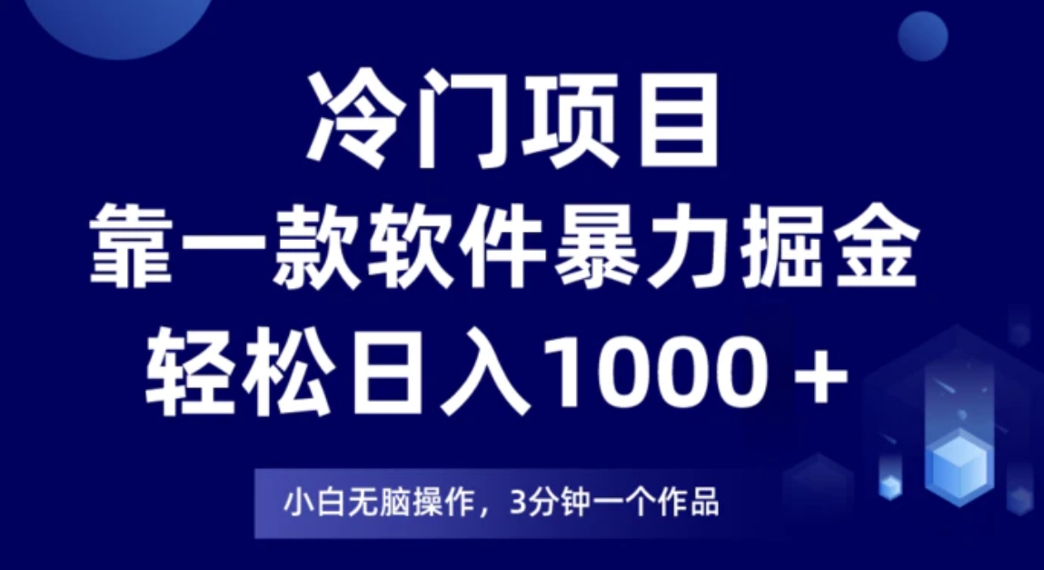 冷门项目靠一款软件，暴力掘金日入1000＋，小白轻松上手-柚子资源网