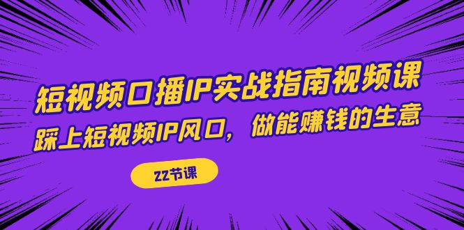 短视频口播IP实战指南视频课，踩上短视频IP风口，做能赚钱的生意-柚子资源网