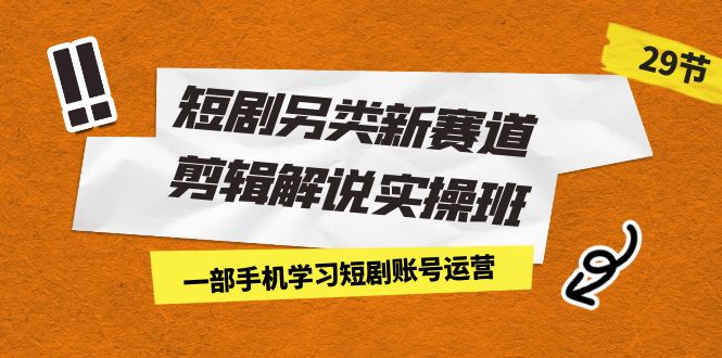 短剧另类新赛道剪辑解说实操班：一部手机学习短剧账号运营-柚子资源网