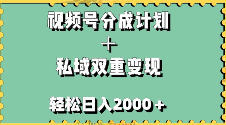 视频号分成计划＋私域双重变现，轻松日入1000＋，无任何门槛，小白轻松上手-柚子资源网