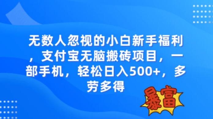 无数人忽视的项目，支付宝无脑搬砖项目，一部手机即可操作，轻松日入500+-柚子资源网