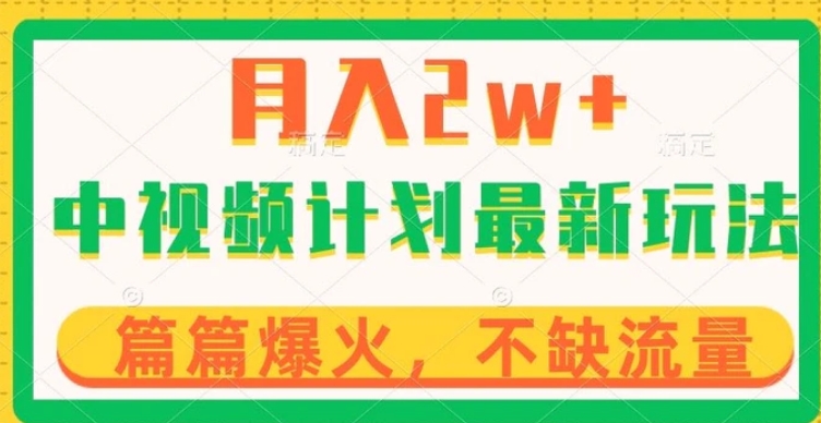 中视频计划全新玩法，月入2w+，收益稳定，几分钟一个作品，小白也可入局【揭秘】-柚子资源网