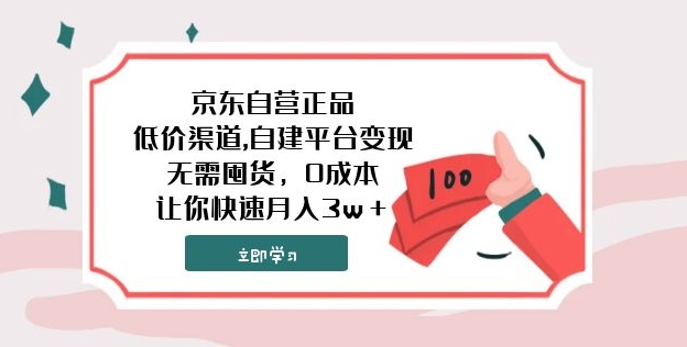 京东自营正品,低价渠道,自建平台变现，无需囤货，0成本，让你快速月入3w＋-柚子资源网