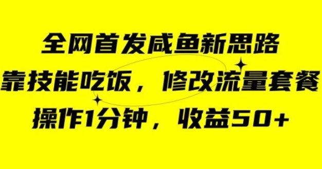 咸鱼冷门新玩法，靠“技能吃饭”，修改流量套餐，操作1分钟，收益50【揭秘】-柚子资源网