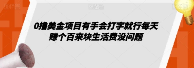 0撸美金项目有手会打字就行每天赚个百来块生活费没问题【揭秘】-柚子资源网