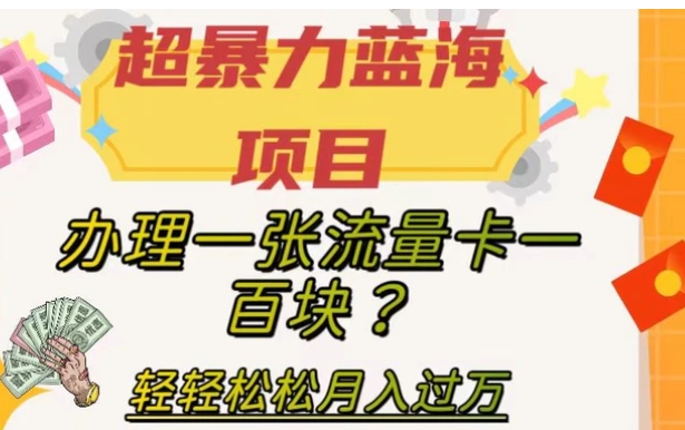 超暴力蓝海项目，办理一张流量卡一百块？轻轻松松月入过万，保姆级教程【揭秘】-柚子资源网