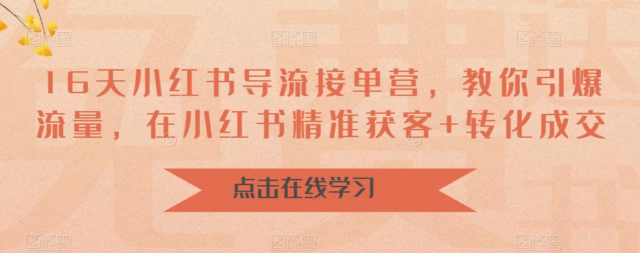 16天-小红书 导流接单营，教你引爆流量，在小红书精准获客+转化成交-柚子资源网