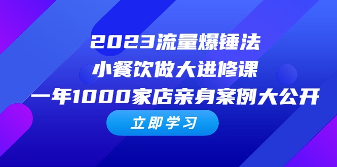 2023流量 爆锤法，小餐饮做大进修课，一年1000家店亲身案例大公开-柚子资源网