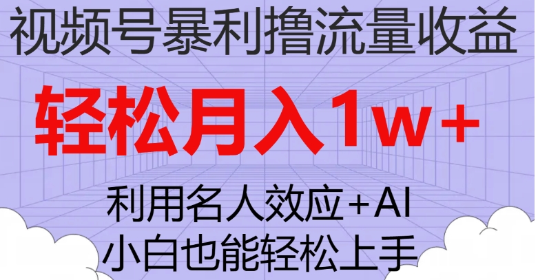 视频号暴利撸流量收益，小白也能轻松上手，轻松月入1w+-柚子资源网