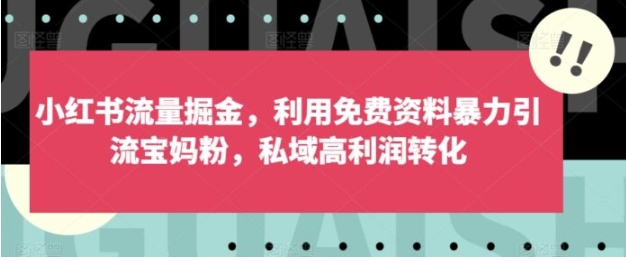 小红书流量掘金，利用免费资料暴力引流宝妈粉，私域高利润转化【揭秘】-柚子资源网