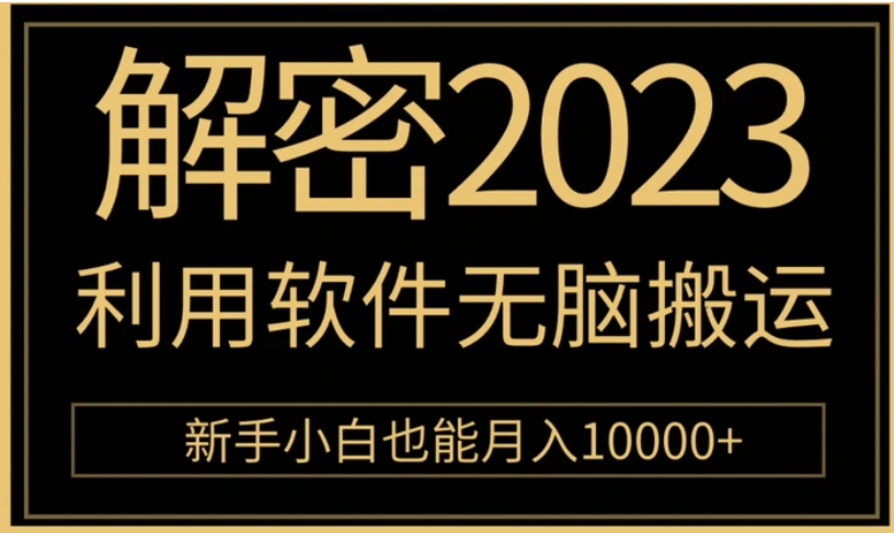 解密2023利用软件无脑搬运，新手小白也能月入10000+-柚子资源网