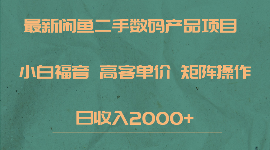 最新闲鱼二手数码赛道，小白福音，高客单价，矩阵操作，日收入2000+-柚子资源网