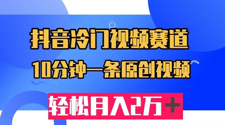 抖音冷门视频赛道，10分钟一条视频，轻松月入2W＋-柚子资源网