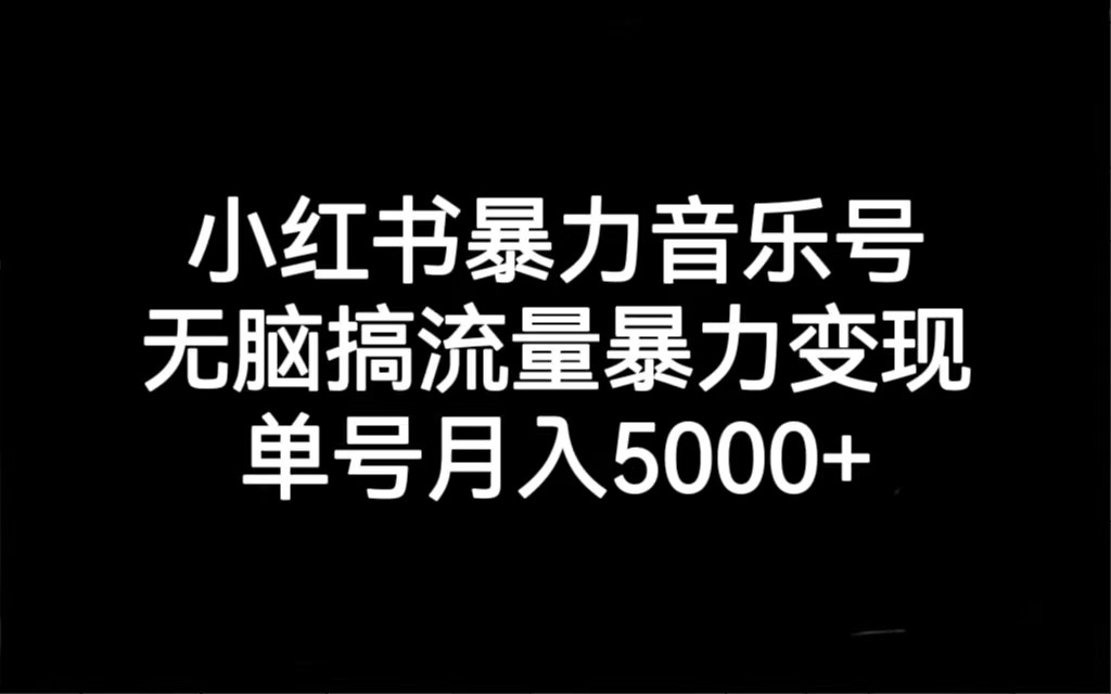 小红书暴力音乐号，无脑搞流量暴力变现，单号月入5000+-柚子资源网