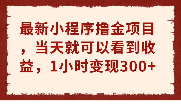 最新小程序撸金项目，当天就可以看到收益，1小时变现300+-柚子资源网