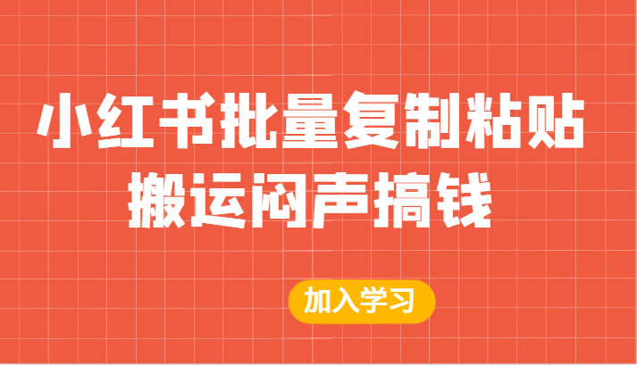 某公众号付费文章：小红书批量复制粘贴搬运闷声搞钱！-柚子资源网