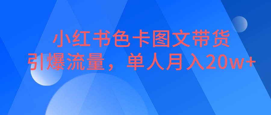 小红书色卡图文带货，引爆流量，单人月入20W+-柚子资源网