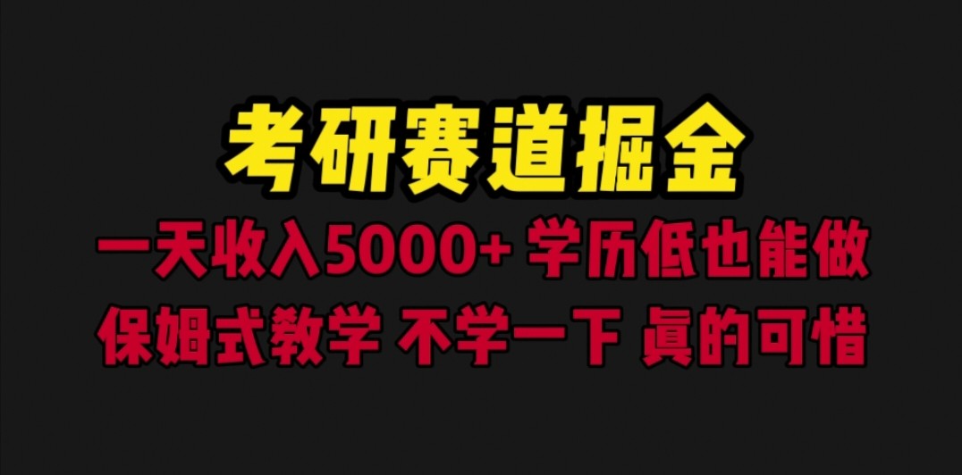 考研赛道掘金，一天5000+学历低也能做，保姆式教学，不学一下，真的可惜-柚子资源网