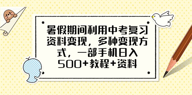 暑假期间利用中考复习资料变现，多种变现方式，一部手机日入500+教程+资料-柚子资源网