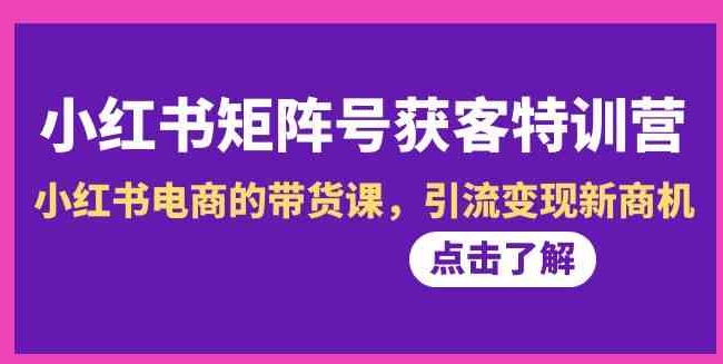 小红书-矩阵号获客特训营-第10期，小红书电商的带货课，引流变现新商机-柚子资源网