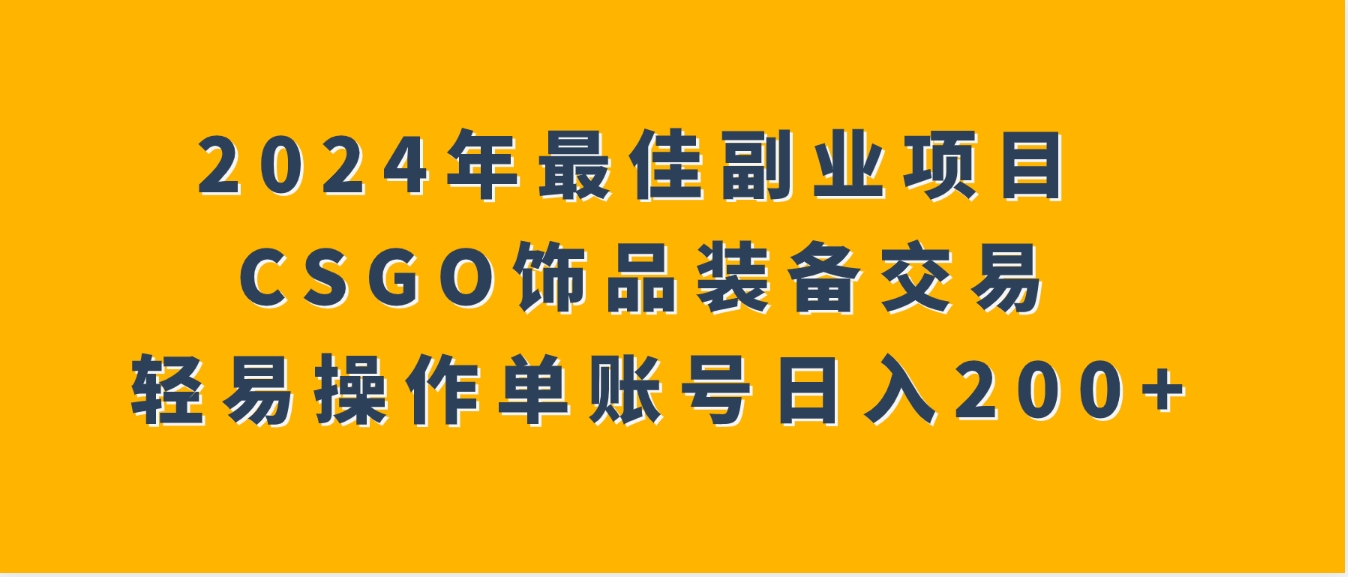 2024年最佳副业项目 CSGO饰品装备交易 轻易操作单账号日入200+-柚子资源网