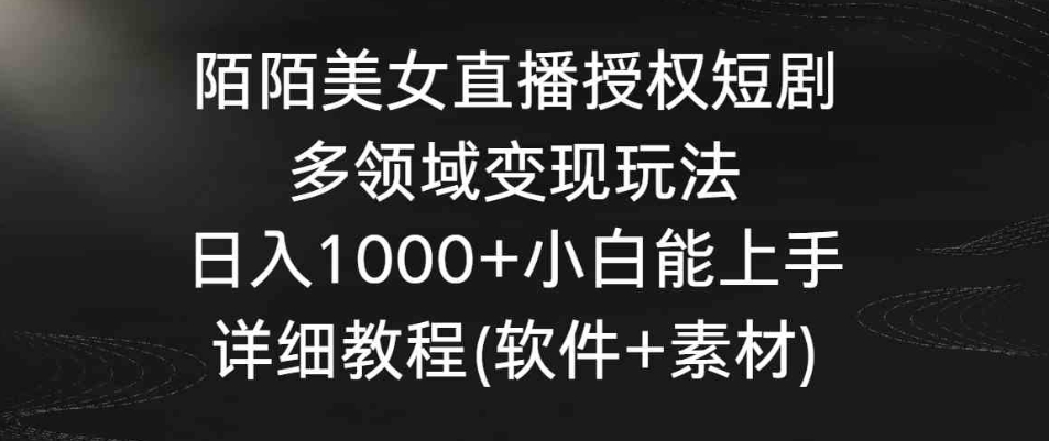 陌陌美女直播授权短剧，多领域变现玩法，日入1000+小白能上手，详细教程…-柚子资源网