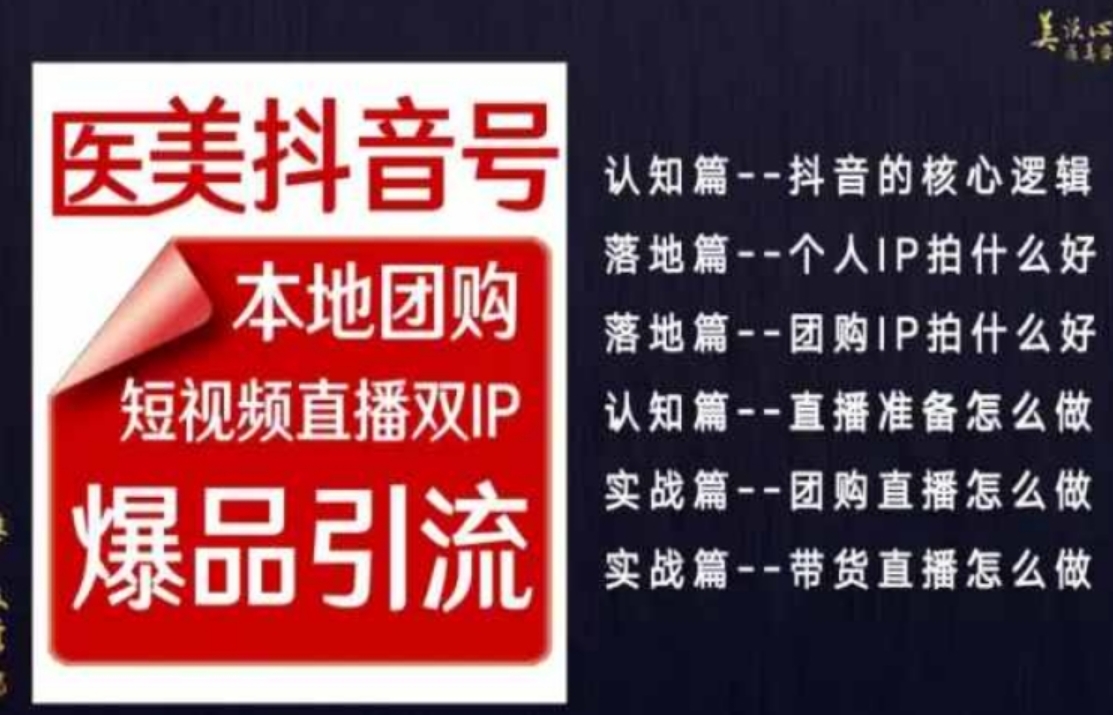 2024医美如何做抖音，医美抖音号本地团购，短视频直播双IP，爆品引流-柚子资源网