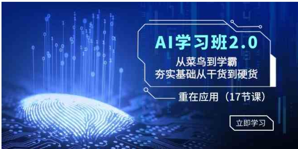 AI学习班2.0：从菜鸟到学霸，夯实基础从干货到硬货，重在应用-柚子资源网