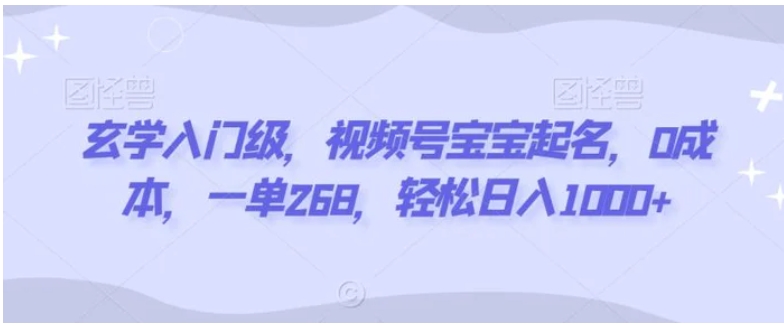 玄学入门级，视频号宝宝起名，0成本，一单268，轻松日入1000+-柚子资源网