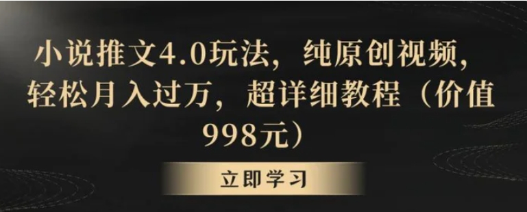 小说推文4.0玩法，纯原创视频，轻松月入过万，超详细教程-柚子资源网