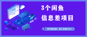 3个闲鱼信息差项目，无脑发布，新人日赚200+-柚子资源网