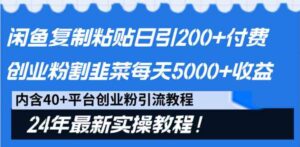 （9054期）闲鱼复制粘贴日引200+付费创业粉，割韭菜日稳定5000+收益，24年最新教程！-柚子资源网