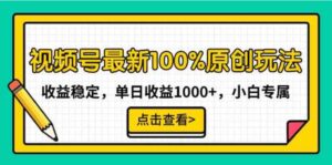 （9070期）视频号最新100%原创玩法，收益稳定，单日收益1000+，小白专属-柚子资源网