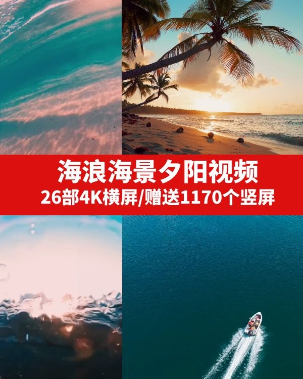 海浪海景夕阳视频素材-柚子资源网