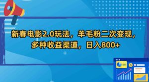 （9057期）新春电影2.0玩法，羊毛粉二次变现，多种收益渠道，日入800+-柚子资源网