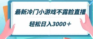 （9094期）最新冷门小游戏不露脸直播，场观稳定几千，轻松日入3000＋-柚子资源网