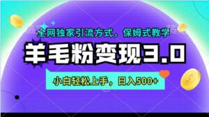 （9116期）羊毛粉变现3.0全网独家引流方式，小白轻松上手，日入500+-柚子资源网