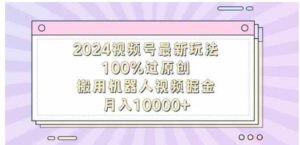 （9151期）2024视频号最新玩法，100%过原创，搬用机器人视频掘金，月入10000+-柚子资源网