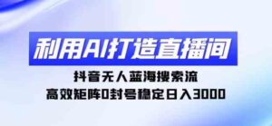 （9210期）利用AI打造直播间，抖音无人蓝海搜索流，高效矩阵0封号稳定日入3000-柚子资源网