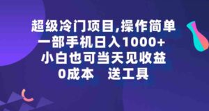 （9291期）超级冷门项目,操作简单，一部手机轻松日入1000+，小白也可当天看见收益-柚子资源网