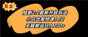 （9375期）短剧2.0最新升级玩法，小白也能快速入门，无脑搬运日入200+-柚子资源网