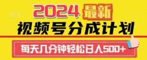 （9470期）2024视频号分成计划最新玩法，一键生成机器人原创视频，收益翻倍，日入500+-柚子资源网