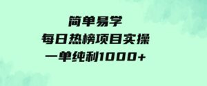 （9519期）简单易学，每日热榜项目实操，一单纯利1000+-柚子资源网