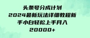 （9530期）头条号分成计划：2024最新玩法详细教程，新手小白轻松上手月入20000+-柚子资源网