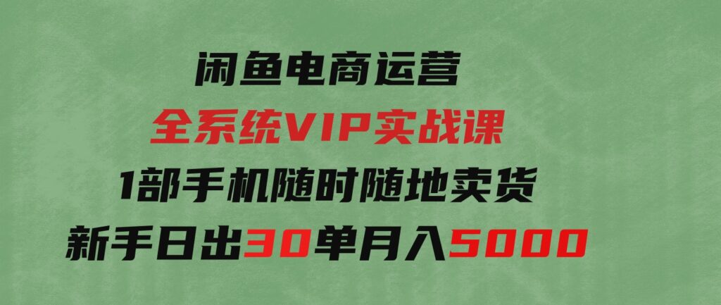 （9547期）闲鱼电商运营全系统VIP实战课，1部手机随时随地卖货，新手日出30单月入5000-柚子资源网