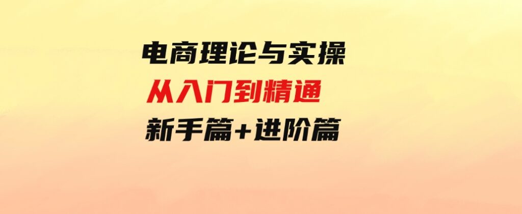 （9576期）电商理论与实操从入门到精通新手篇+进阶篇-柚子资源网