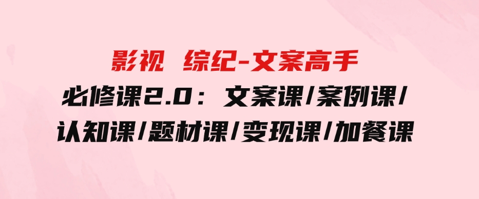 （9572期）影视综纪-文案高手必修课2.0：文案课/案例课/认知课/题材课/变现课/加餐课-柚子资源网