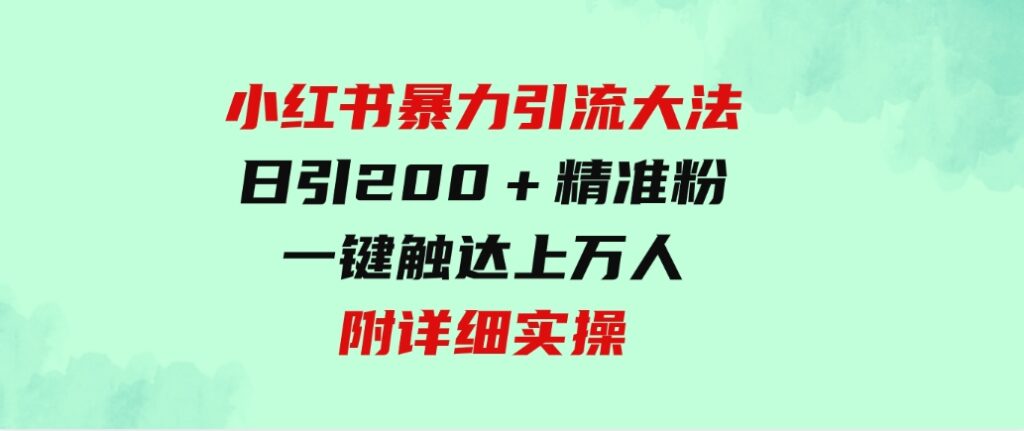 （9582期）小红书暴力引流大法，日引200＋精准粉，一键触达上万人，附详细实操-柚子资源网