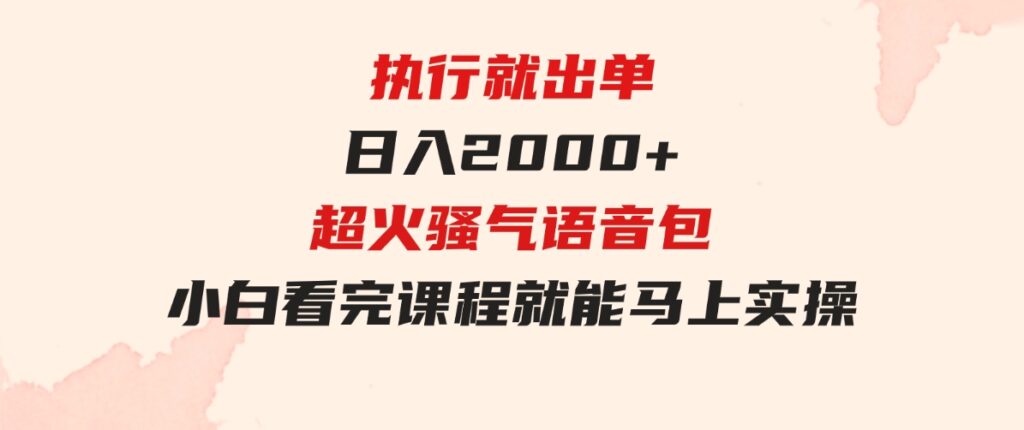 （9589期）执行就出单，日入2000+，超火骚气语音包，小白看完课程就能马上实操-柚子资源网