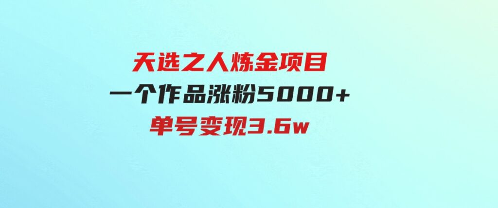 （9693期）天选之人炼金项目，一个作品涨粉5000+，单号变现3.6w-柚子资源网